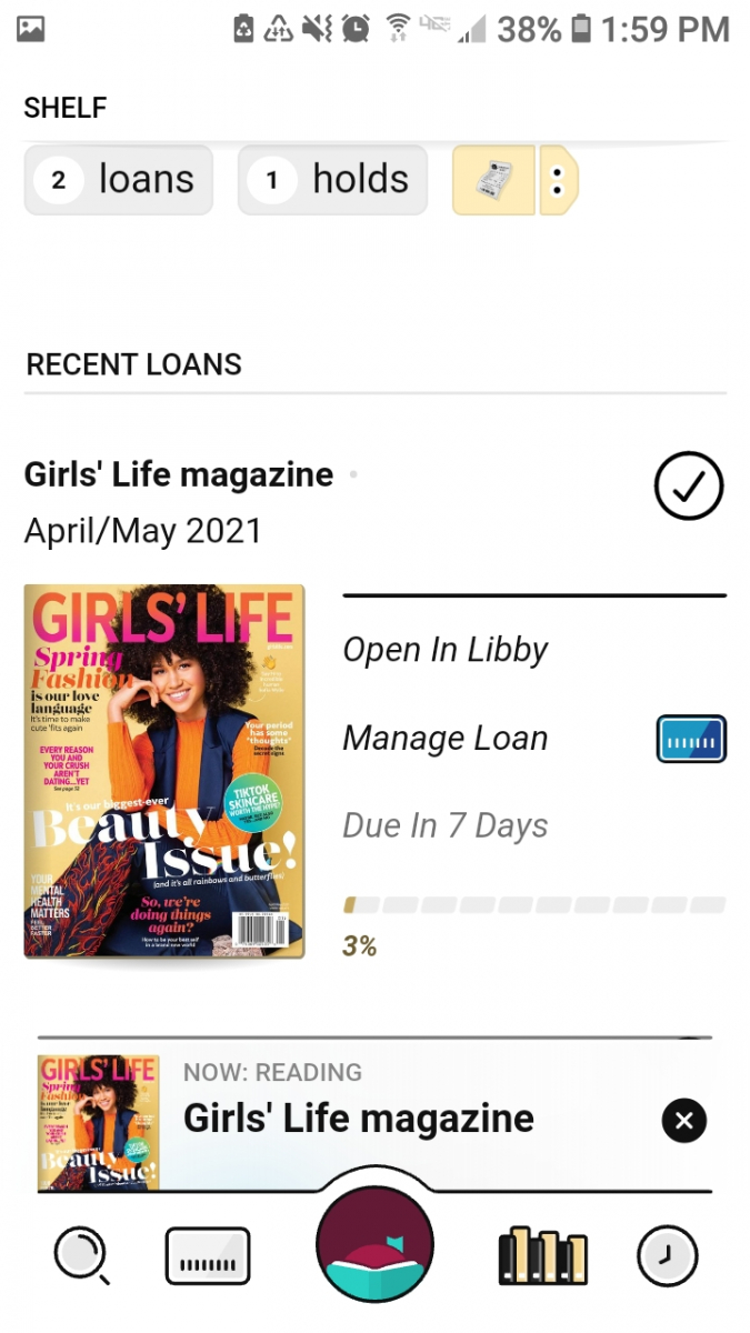 Reading Shelf in Libby app